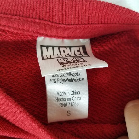 Marvel Avengers Sweatshirt Crew Neck Retro Red Superhero Iron Man Thor Size S - Picture 6 of 7